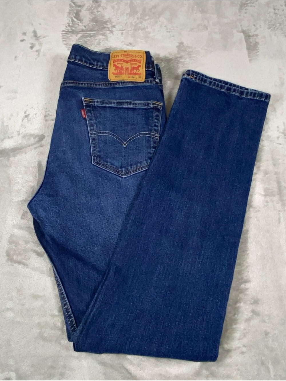 Levi’s 505 Men’s 34X36 Blue Dark Wash Denim Regular Fit Casual Jeans